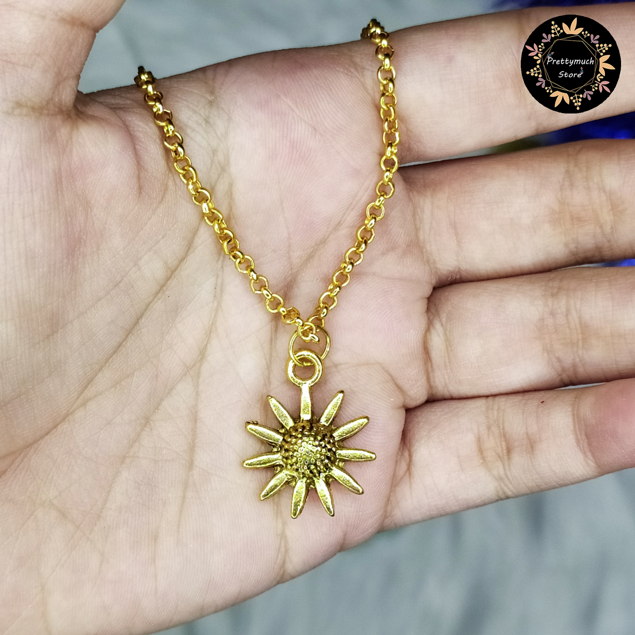 14K Real Gold Sunflower Necklace for Women, You Are My Sunshine Gold  Sunflower Pendant Necklace Fine Loving Jewelry for Her, Mom Daughter, Wife  on Birthday, Annversary 16