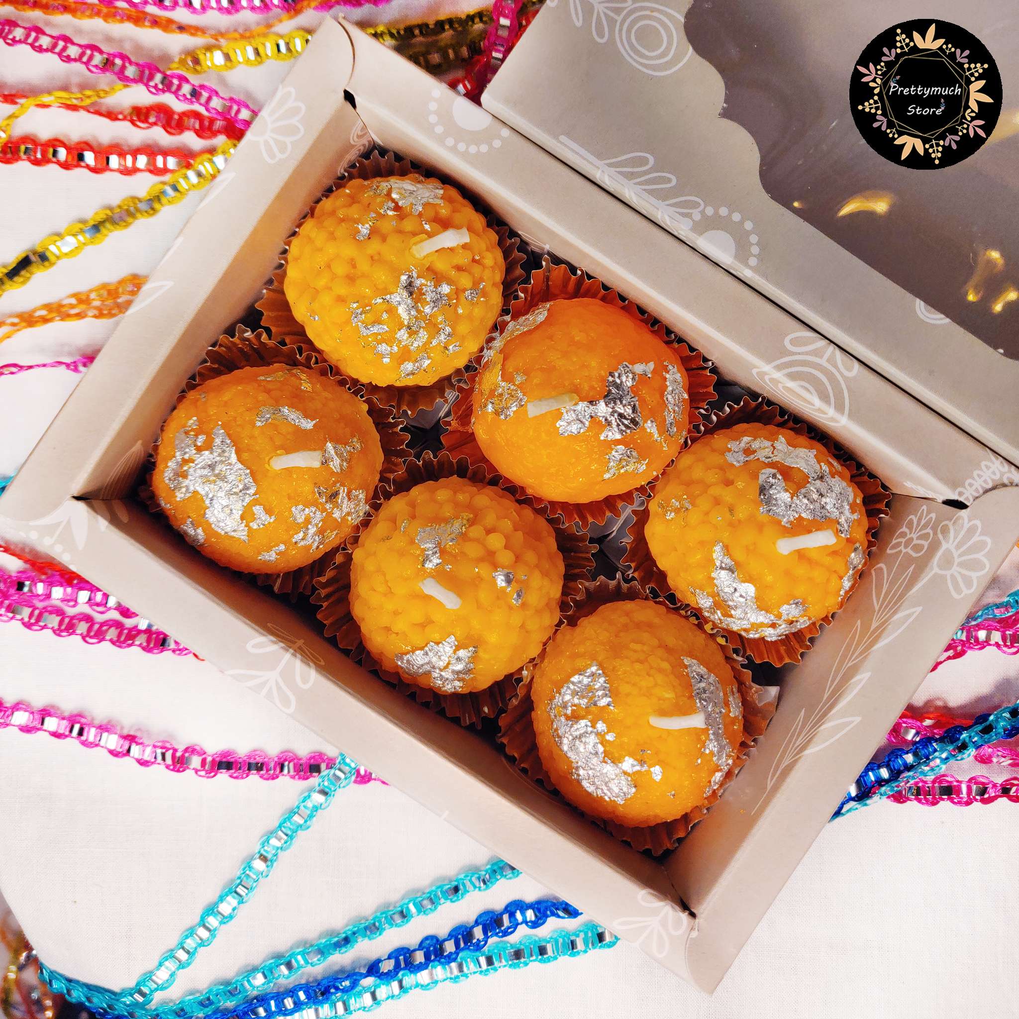 Laddoo Candle (Orange Set Of 6)