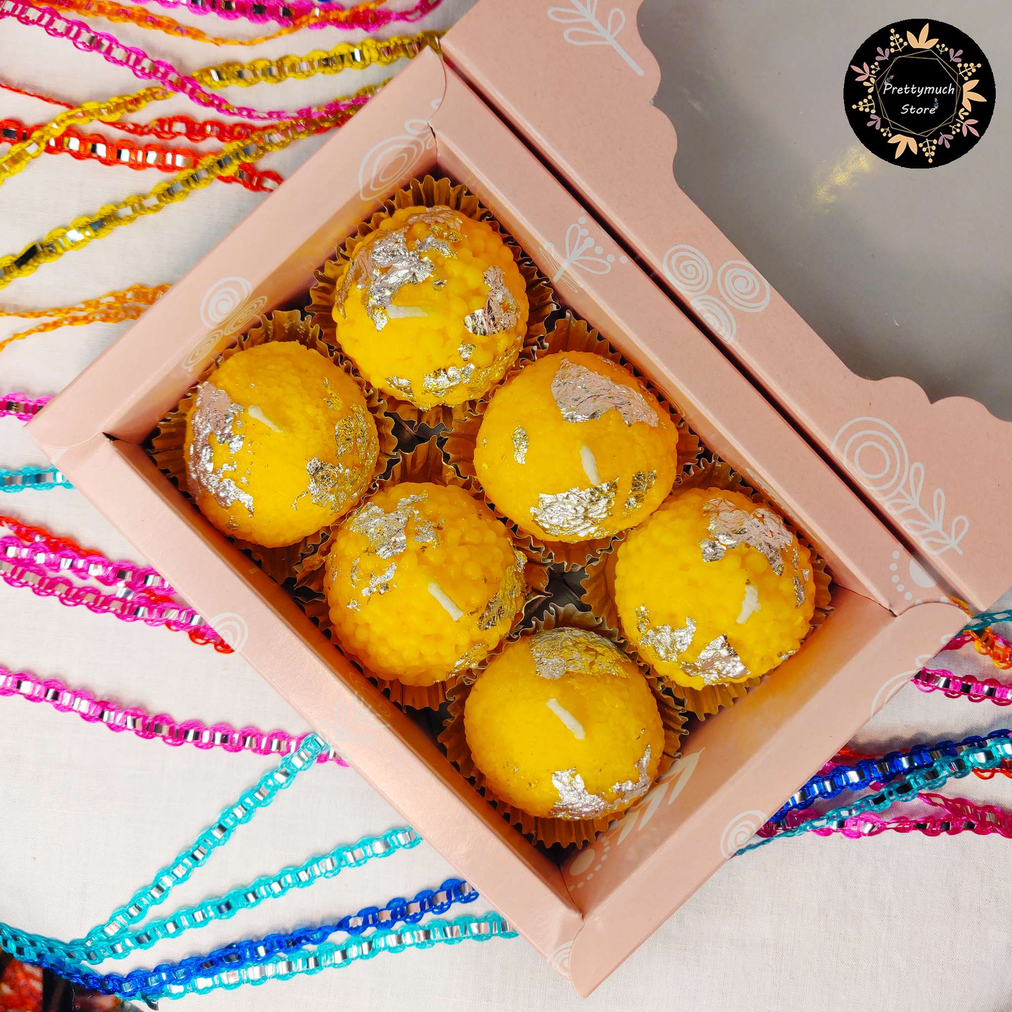 Laddoo Candle (Yellow Set Of 6)