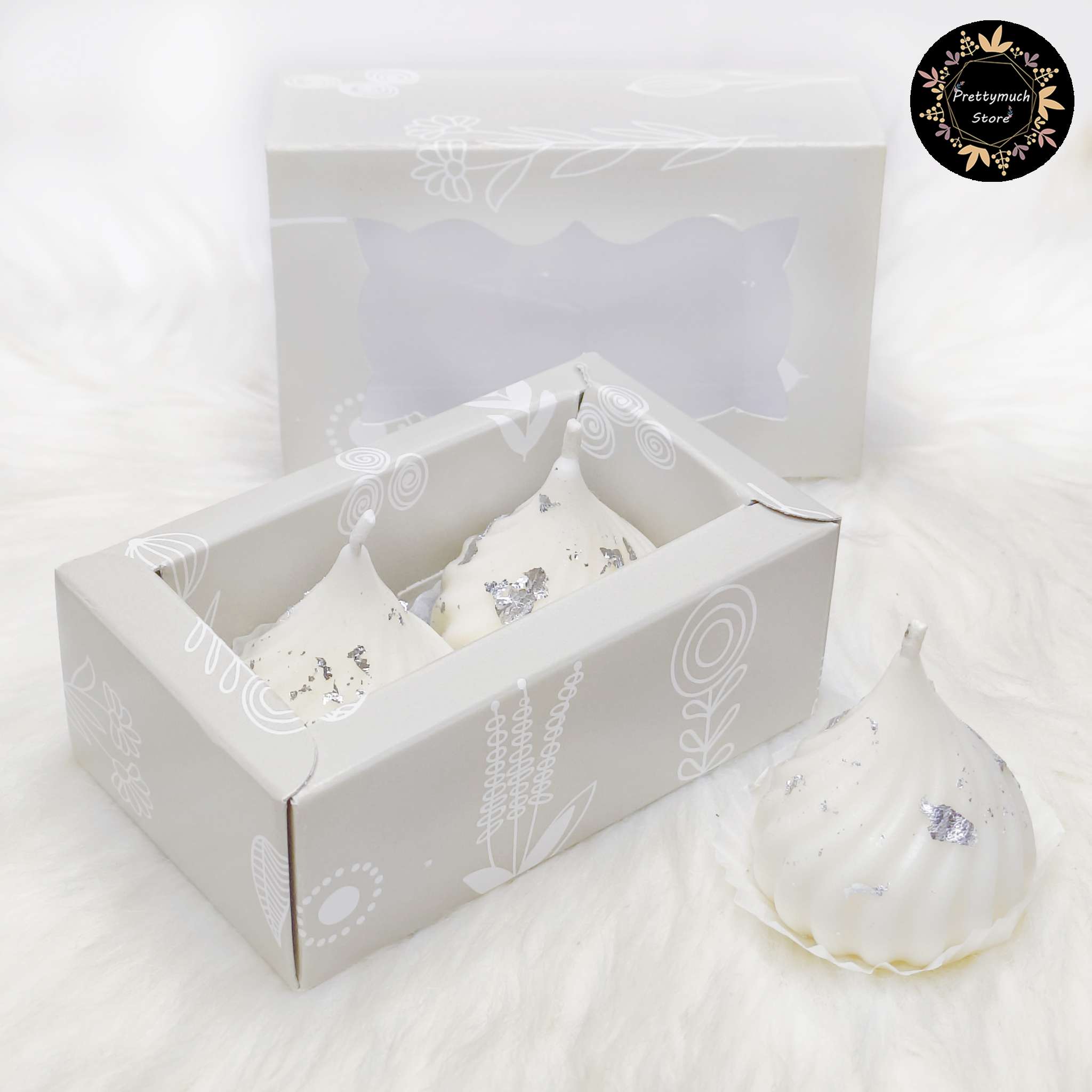 Modak Candles (White Set Of 2)