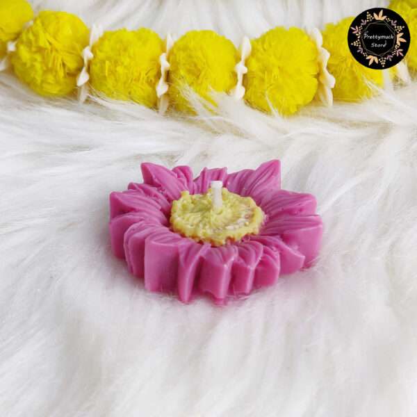 Floating Sunflower Candle (Dark Pink+Yellow) - Image 2