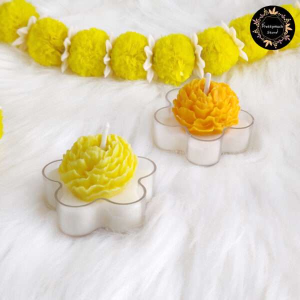 Marigold Flower Poly Tealights (Set Of 2)