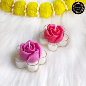 Rose Flower Poly Tealights (Set Of 2)